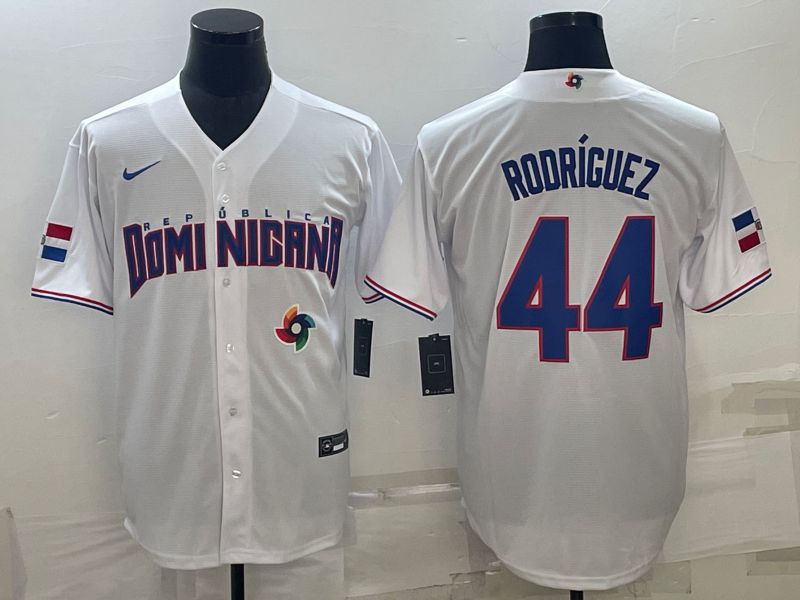 Men 2023 World Cub 44 Rodricuez White Nike MLB Jersey6
